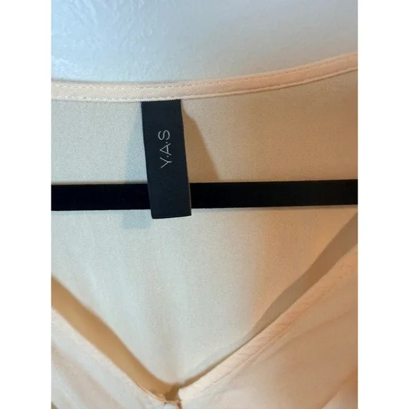 YAS Cream V Neck Button‎ Cottage Peplum Blouse Long Sleeve Women's Size Large - Picture 4 of 8